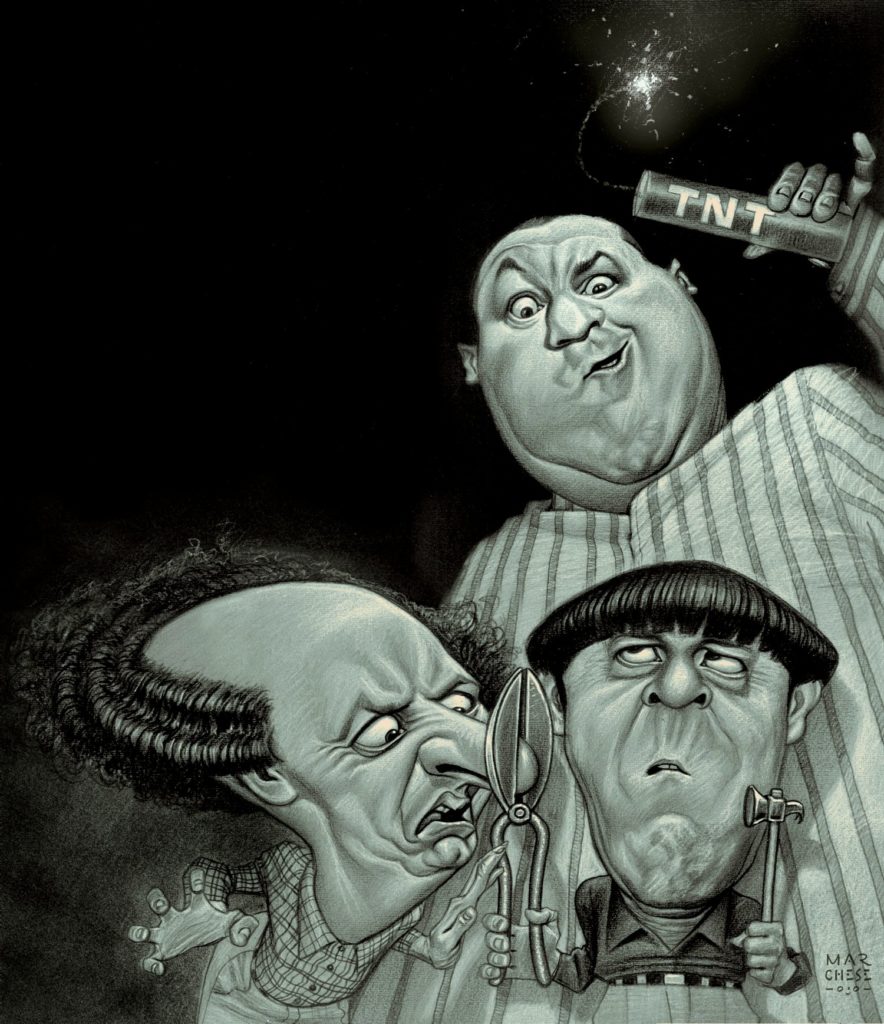 MARCELO MARCHESE Los Tres Chiflados - Lápiz y acrílico