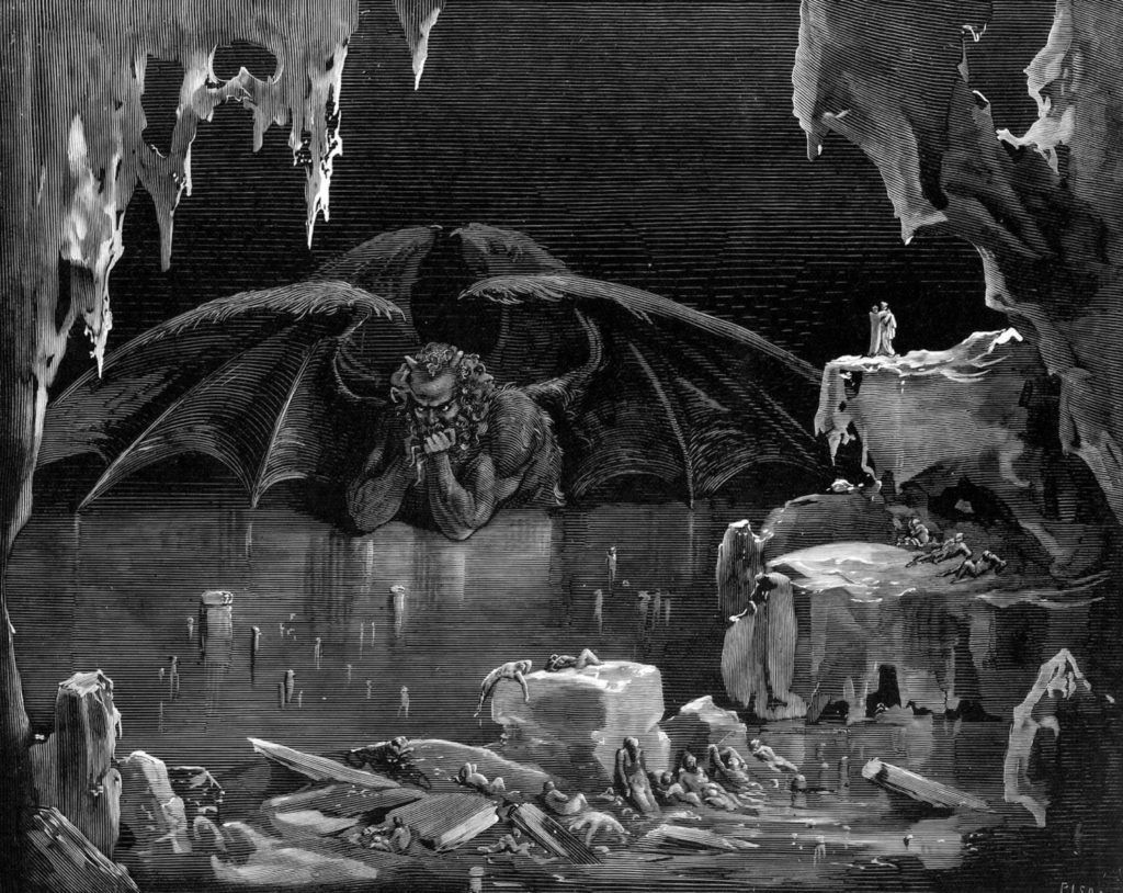Foto: "Lucifer, Rey del Infierno" grabado por Gustave Doré que ilustra el Canto XXXIV de la Divina Comedia, Inferno.