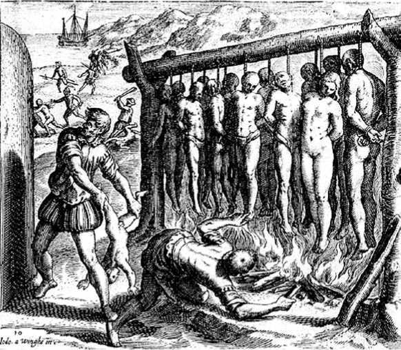 De Bry, Ilustración de la Brevísima relación de la destrucción de las Indias de De las Casas